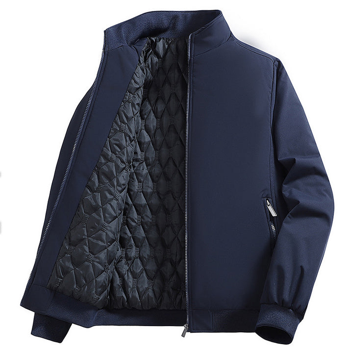 Men's Padded Bomber Jacket with Faux Fur Lining, Stand-Up Collar and Zipper Mune Fashion
