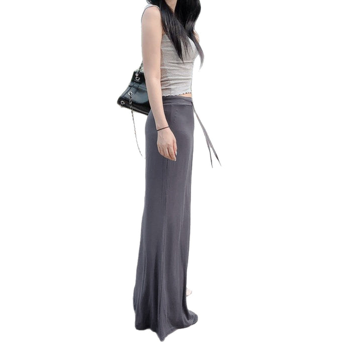 Ladies nan maxi skirt made of soft jersey with tie waistband, high waist and side slits Mune Fashion