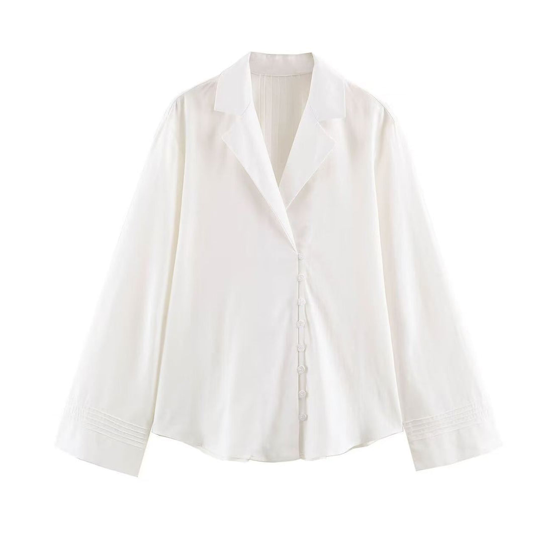 Women's silky flowy pajama set with shirt collar and elastic ankle cuffs Mune Fashion