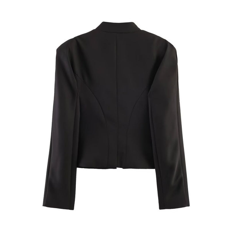 Ladies short marshall-inspired blazer jacket with decorative button row and cord trim Mune Fashion