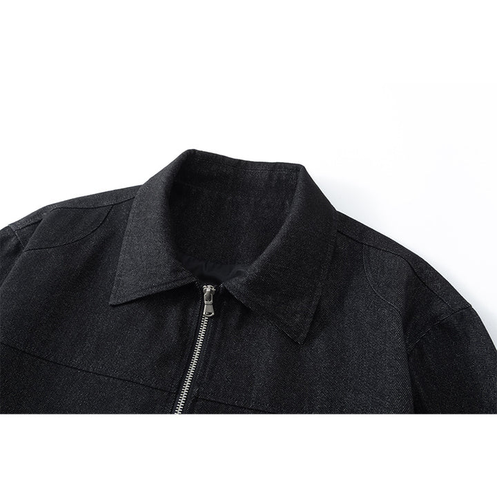 Men's Boxy Over Jacket with Vintage Denim Look, full-length Metal Zipper and side Zipper Pockets Mune Fashion