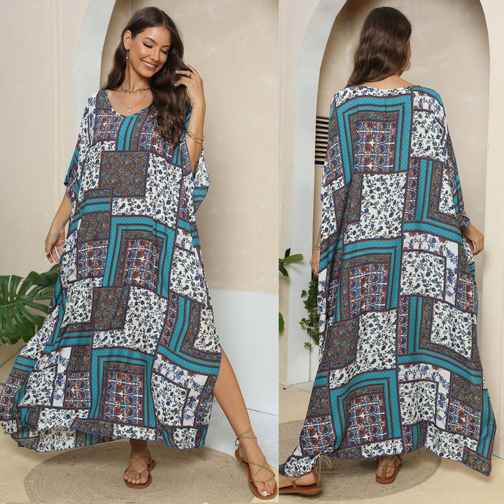 Women's Casual Maxi Dress in Patchwork Design Mune Fashion