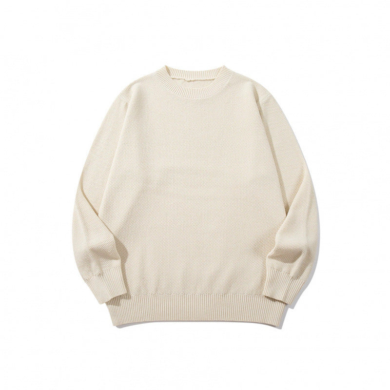 Unisex Boxy fine knit pullover with waffle structure and ribbed hem Mune Fashion
