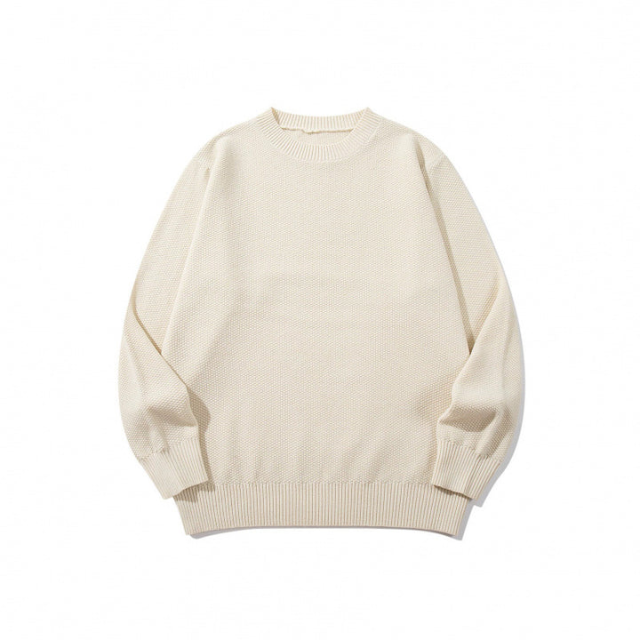 Unisex Boxy fine knit pullover with waffle structure and ribbed hem Mune Fashion