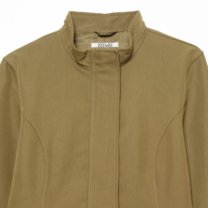Women's tailored cropped jacket with stand-up collar and princess seams Mune Fashion