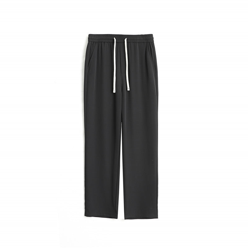 Men's Wide Relaxed-Fit Lounge Pants with Elastic Waistband and Drawstring Mune Fashion
