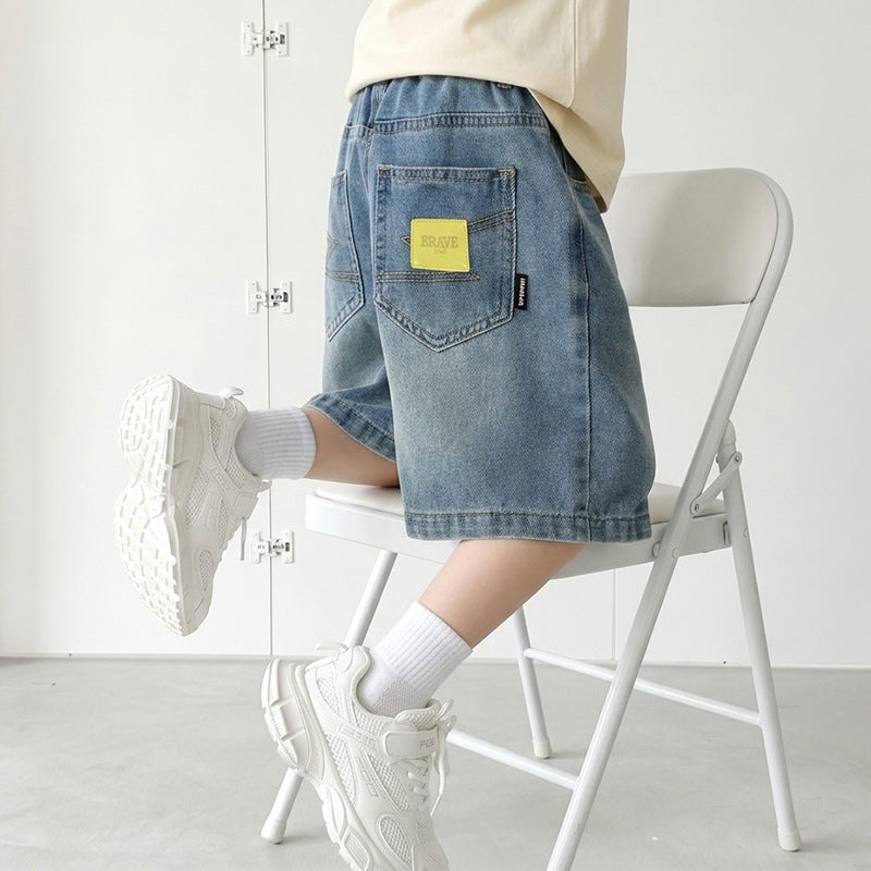 Boys casual denim shorts with comfortable elastic waistband and practical pockets Mune Fashion