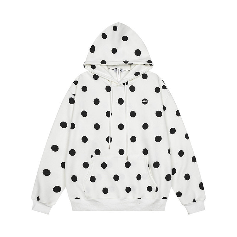 Women’s Oversize Hoodie with Polka Dot Allover and Kangaroo Pocket Mune Fashion