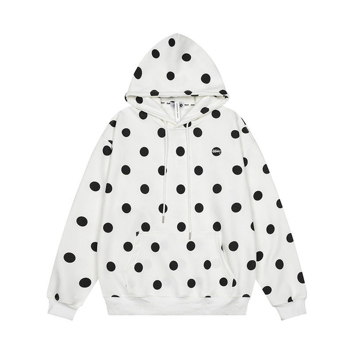 Women’s Oversize Hoodie with Polka Dot Allover and Kangaroo Pocket Mune Fashion