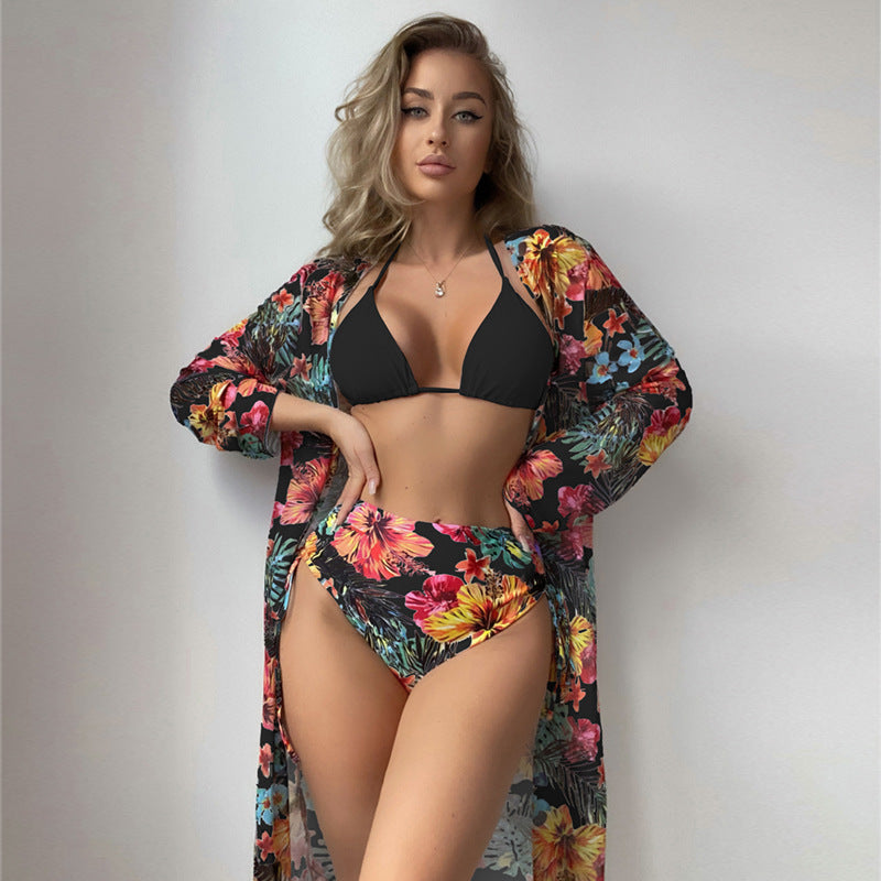 Women's High-Waisted Bikini with Floral Cover-Up Mune Fashion