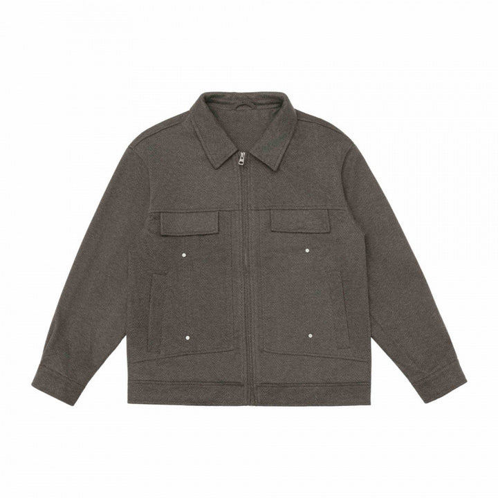 Men's Boxy Shirt Jacket with Zipper, Chest Flaps and Patch Pockets Mune Fashion