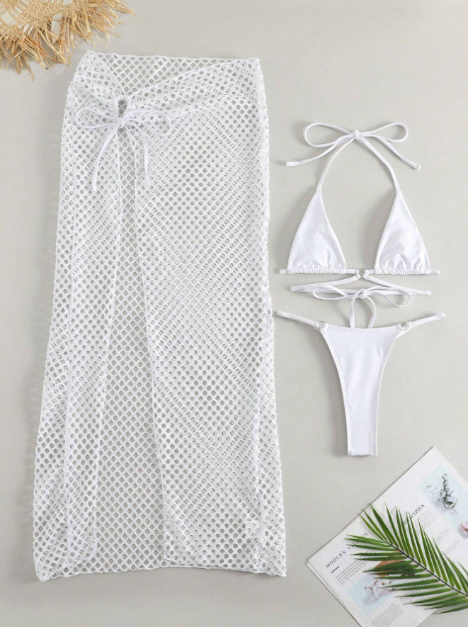 Ladies bikini set with transparent mesh skirt and triangle top Mune Fashion