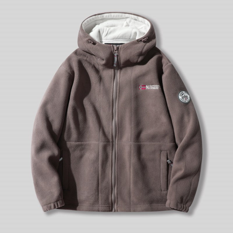 Men's fleece hooded jacket with teddy lining, full zip and utility pockets Mune Fashion