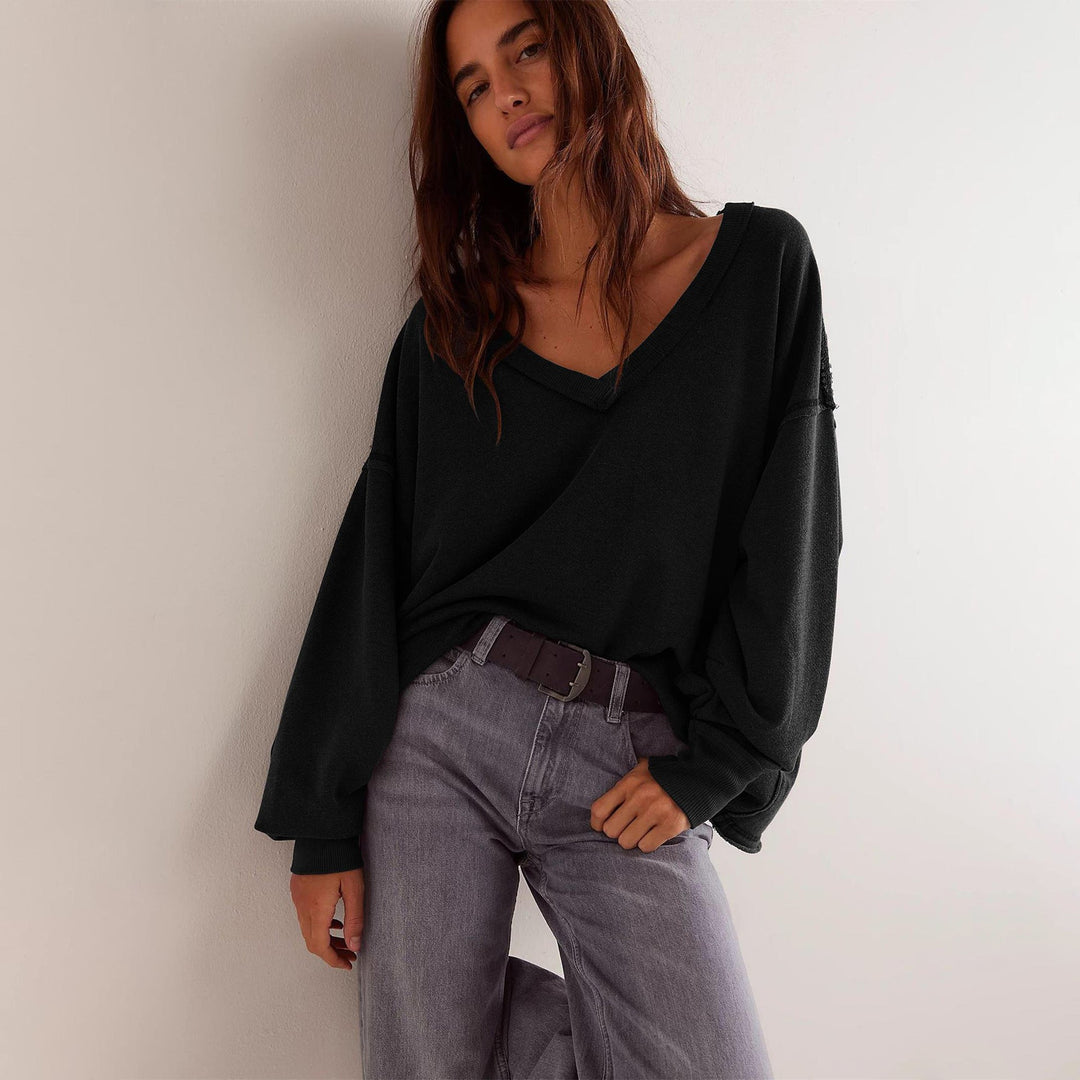 Women's Oversized V-Neck Sweatshirt with Casual Fit Mune