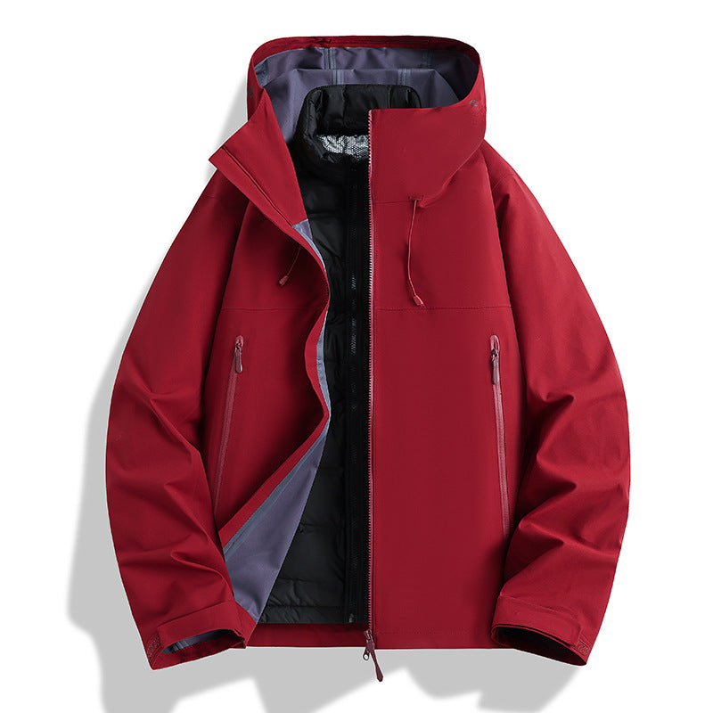 Men's Waterproof Softshell Outdoor Jacket with Adjustable Hood and Breathable Membrane Mune Fashion