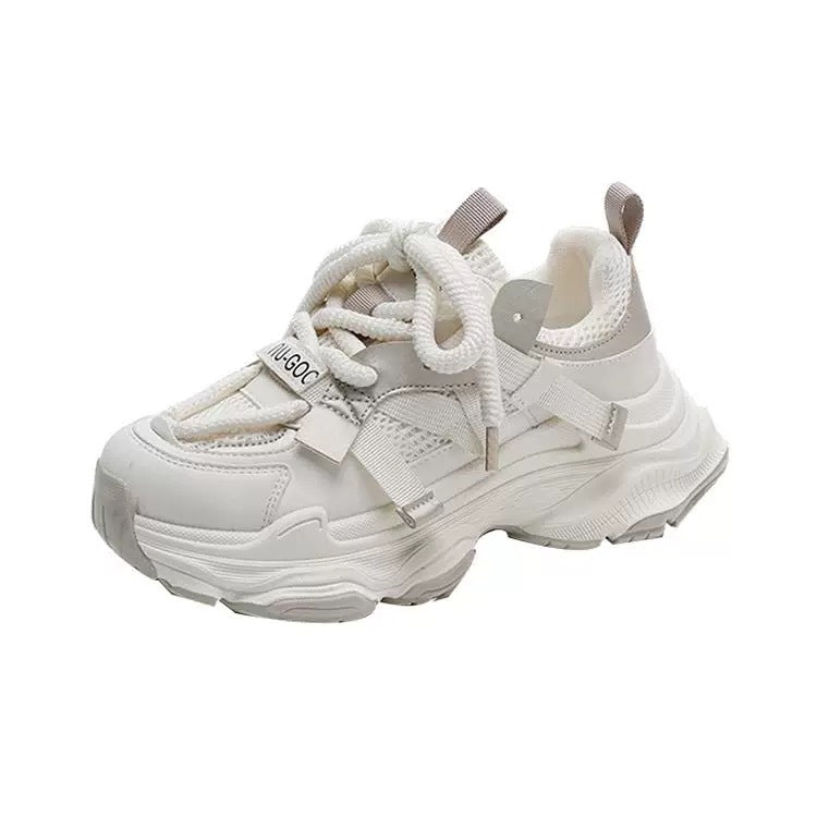 Ladies sporty-luxurious multi-layer city sneakers with robust platform sole and adjustable buckle strap Mune Fashion