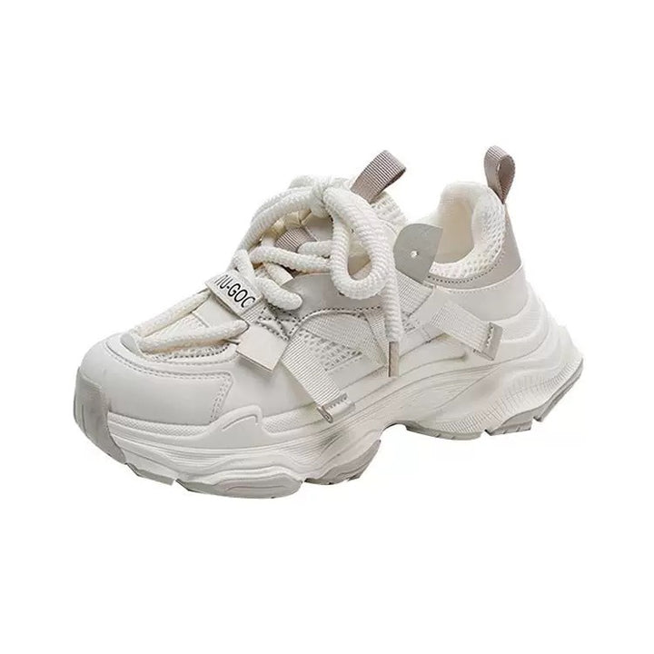 Ladies sporty-luxurious multi-layer city sneakers with robust platform sole and adjustable buckle strap Mune Fashion