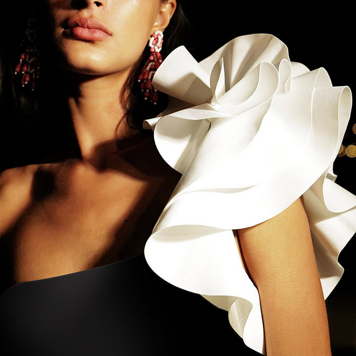 Women's Asymmetric Design Swimsuit with Voluminous Ruffle Elements Mune Fashion