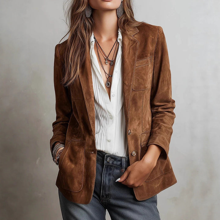 Ladies Elegant Suede Blazer Mune Fashion
