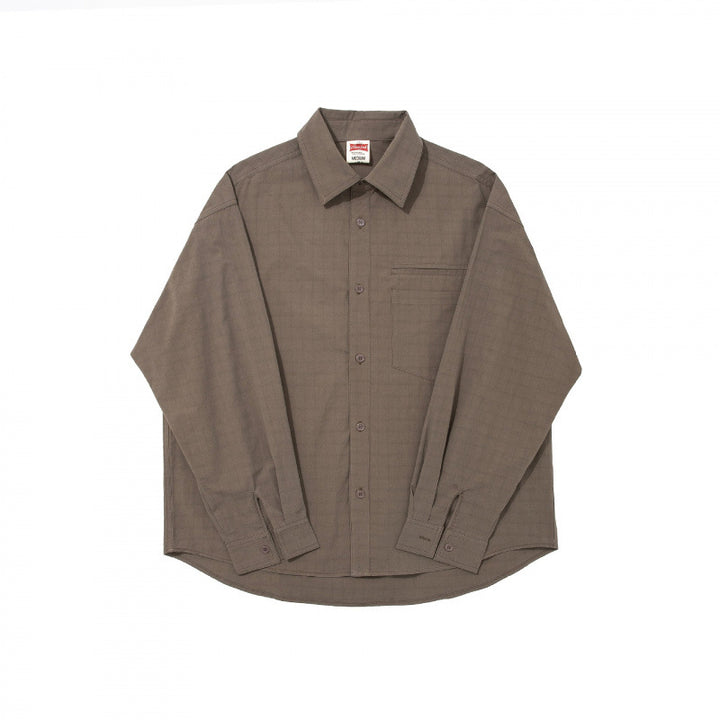 Men's boxy shirt with fine grid structure, boxy silhouette, and patch breast pocket Mune Fashion