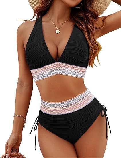 Women's bikini set with adjustable waistband and sporty V-neck Mune Fashion