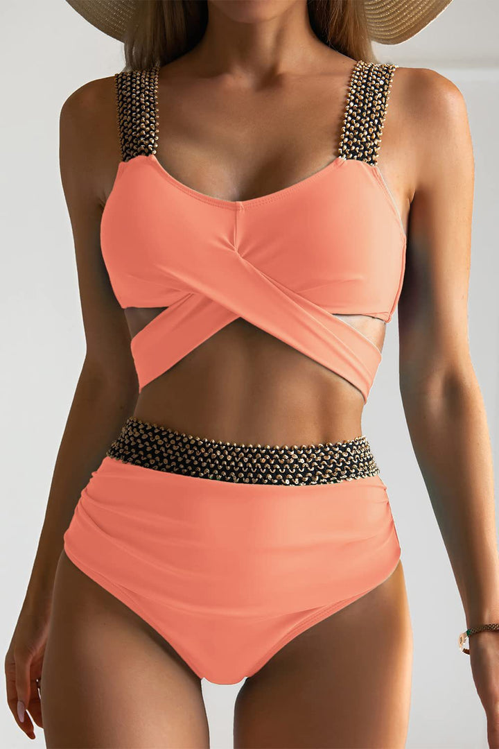 Women's High-Waisted Bikini Set with Stylish Wrap Top Mune Fashion
