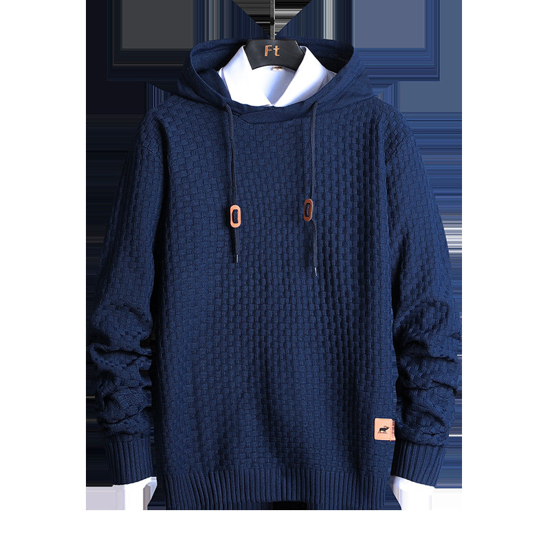Men's Structured Hooded Knit Sweater with Relief Texture Mune Fashion