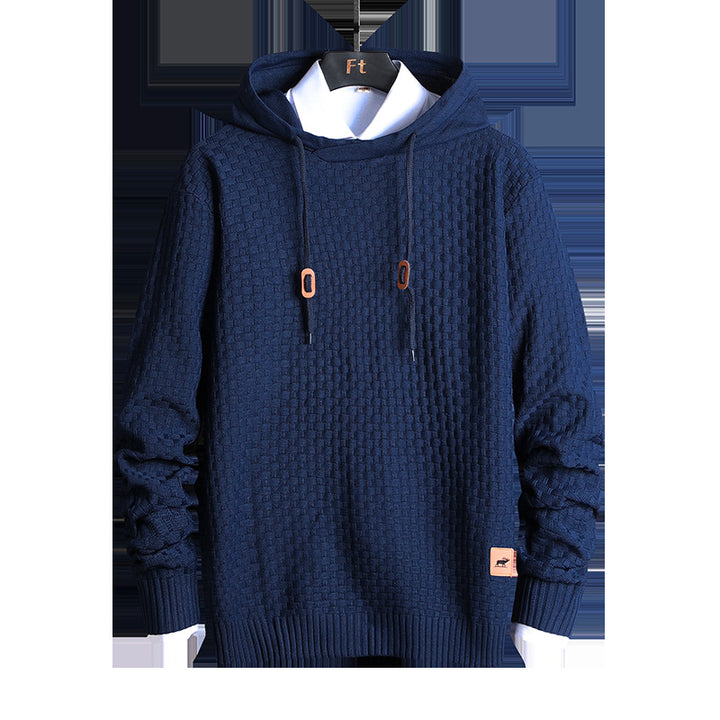 Men's Structured Hooded Knit Sweater with Relief Texture Mune Fashion