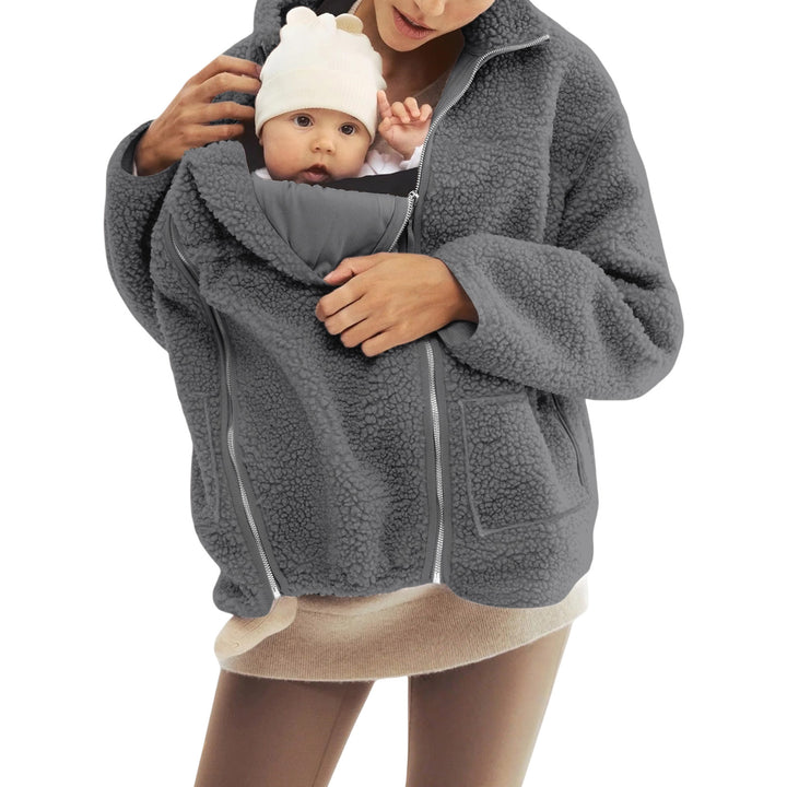 Women's oversized teddy fleece jacket with stand-up collar and full-length zipper Mune Fashion
