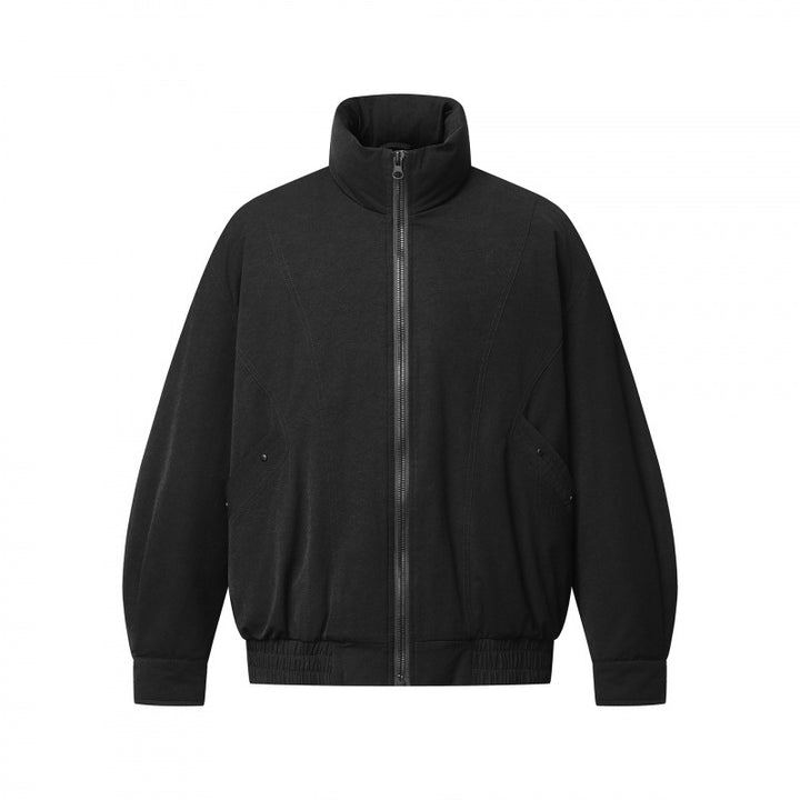 Men's Oversized Bomber Jacket made of Suede Look with High Standing Collar and Elastic Hem Mune Fashion