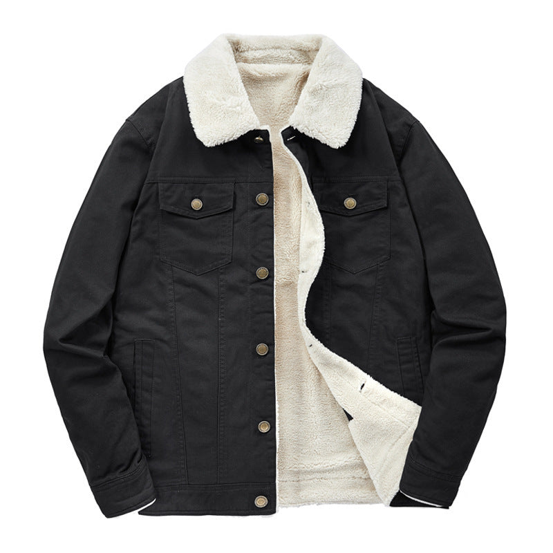 Men's canvas trucker jacket with full teddy lining and lapel collar Mune Fashion