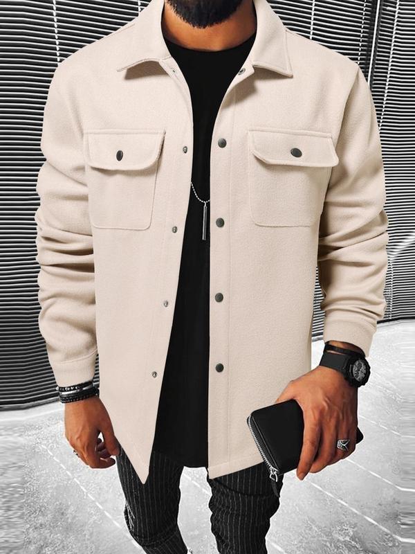 Men's shirt jacket made of wool blend with snap buttons and patch pockets Mune Fashion