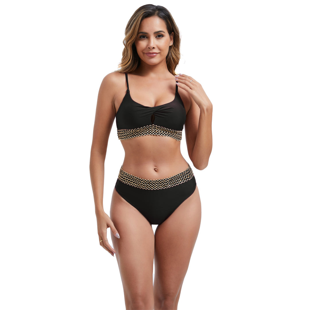 Women's High-Waisted Bikini Set with Fashionable Accent Details Mune Fashion