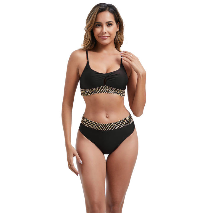 Women's High-Waisted Bikini Set with Fashionable Accent Details Mune Fashion