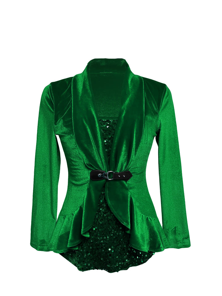 Women nan tailored velvet blazer with shawl collar and decorative belt Mune Fashion