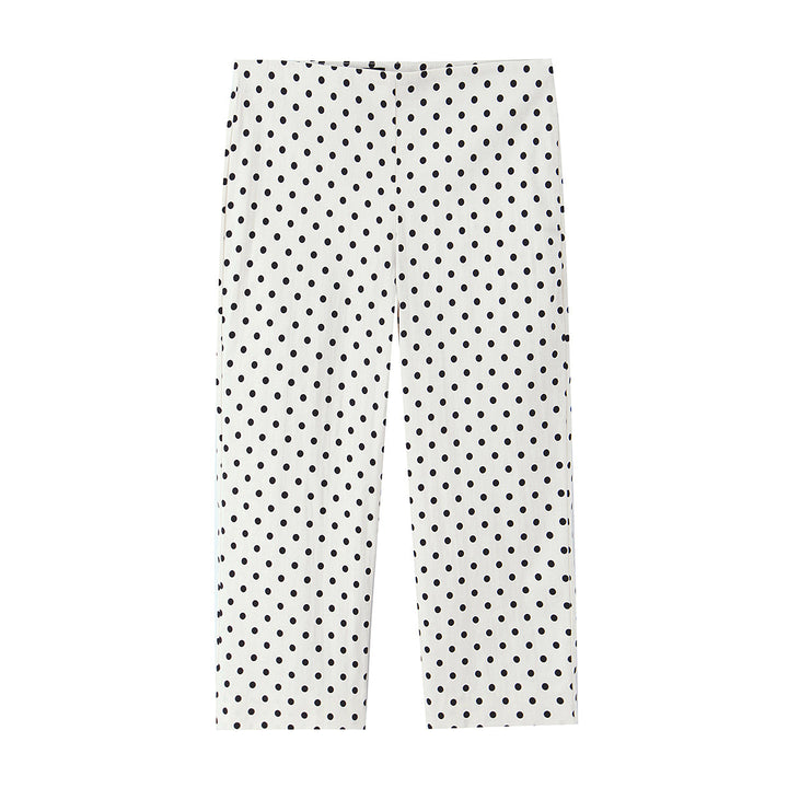 Women Cropped Palazzo Pants with High Waist, Wide Leg and Dot Pattern Mune Fashion