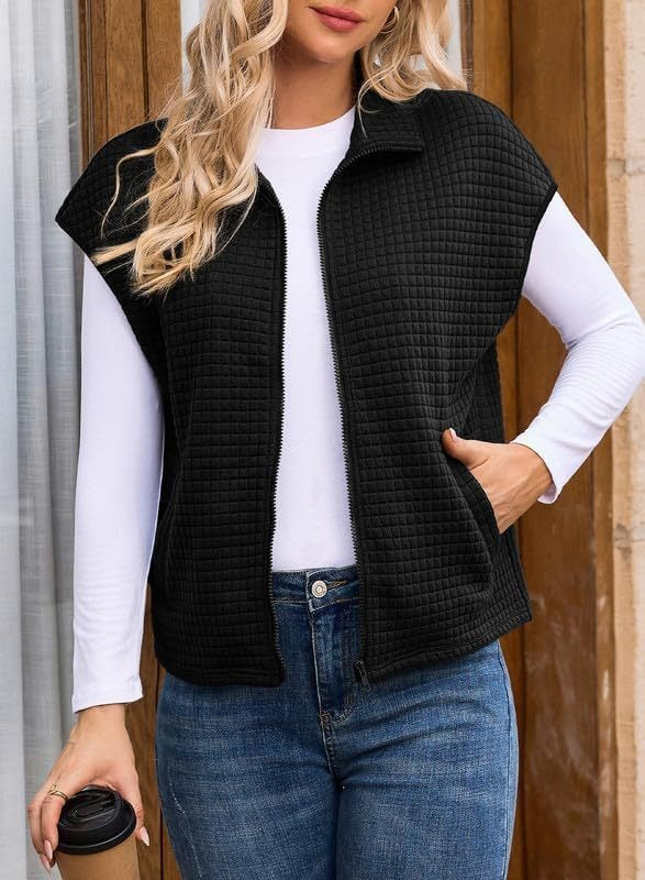 Women's padded vest with zipper, stand-up collar and side pockets Mune Fashion