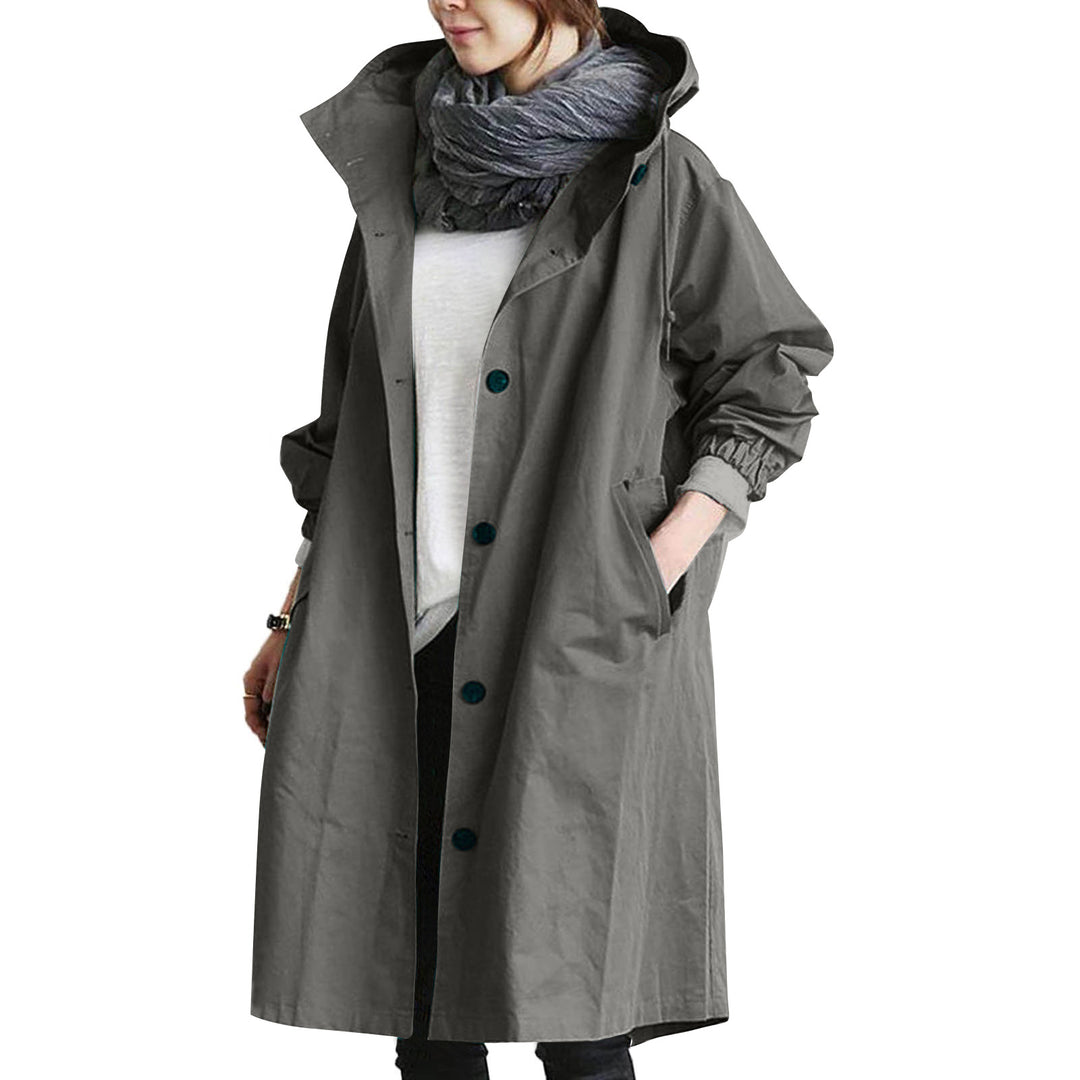 Women's lightweight oversized raincoat with hood and concealed button placket Mune Fashion