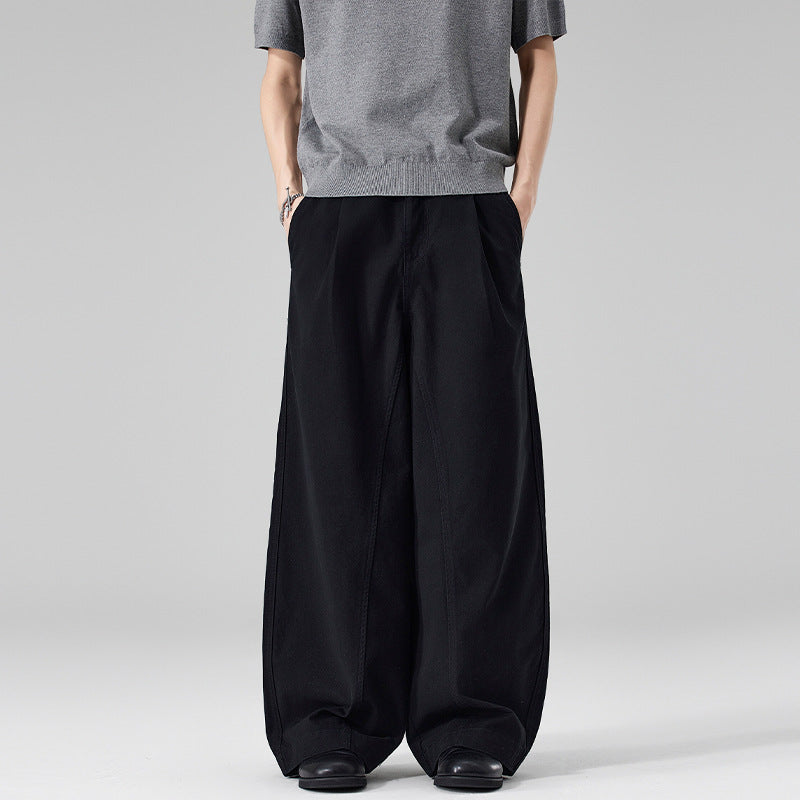 Men's Ultra Wide Cotton Twill Pants with Pleat and Palazzo Silhouette Mune Fashion