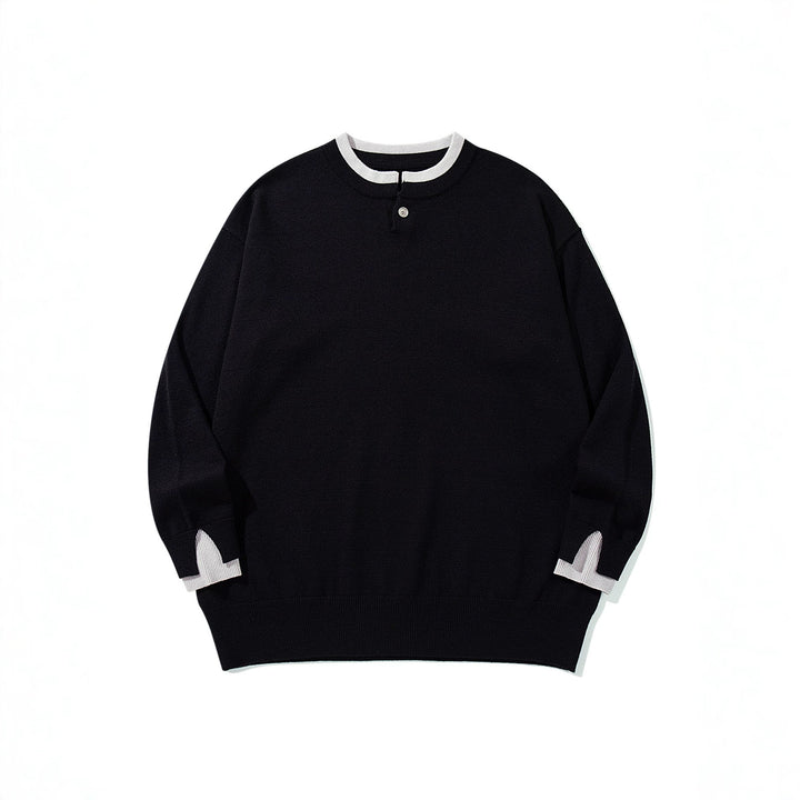 Unisex Oversized Knit Sweater with Short Henley Button Placket and Thumbhole Cuffs Mune Fashion