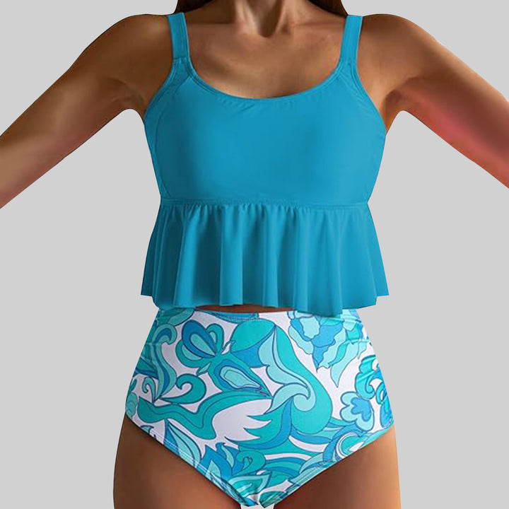 Women's Swim Set with Playful Ruffle Design and High Waist Mune Fashion