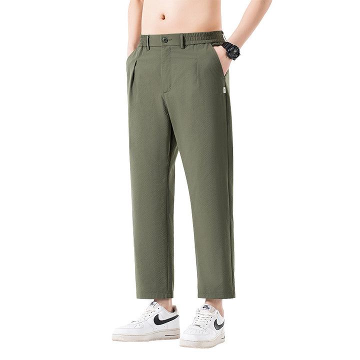 Men's cropped trousers with wide leg, semi-elastic waistband and crease Mune Fashion