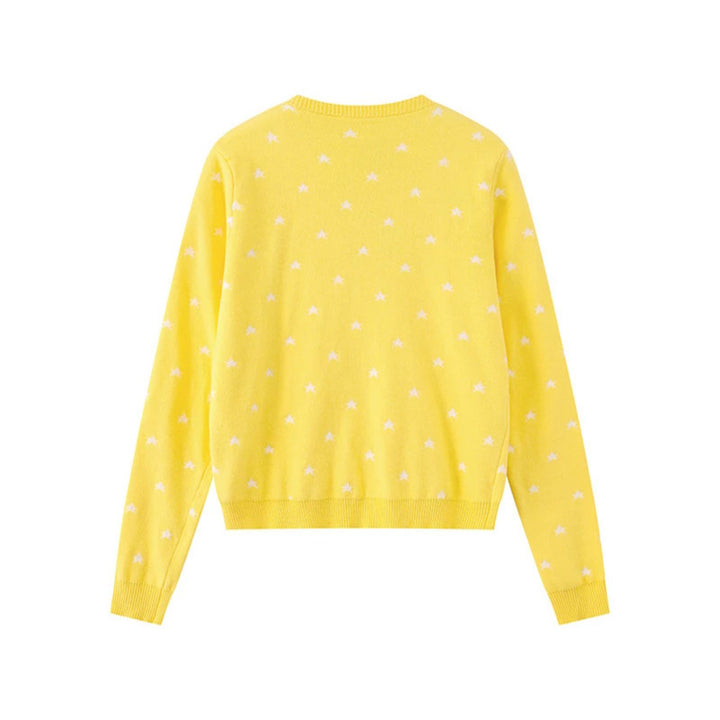 Women's fine-knit cardigan with star jacquard, round neck and button closure Mune Fashion