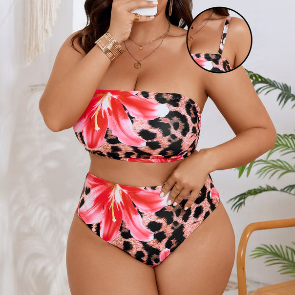 Ladies High-Cut Bikini Set with Colorful Floral Design Mune Fashion