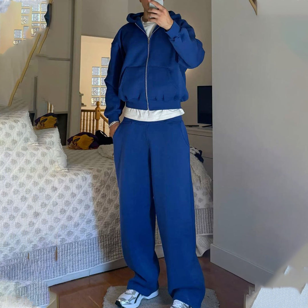 Men's nan Oversize Zip Hoodie and Relaxed Sweatpants Set Mune Fashion