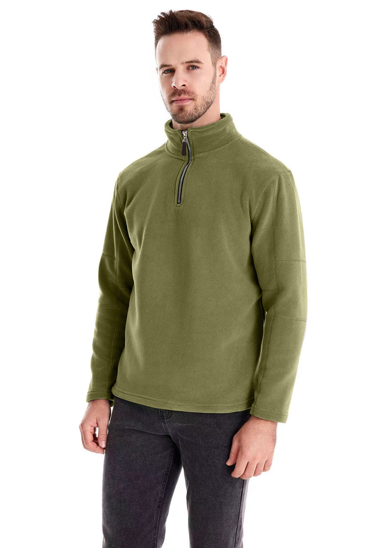 Men's fleece pullover with half zip and stand-up collar Mune Fashion