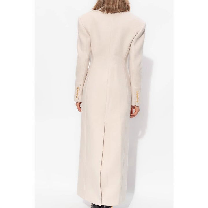 Women’s long-cut wool coat with tailored fit and golden buttons Mune Fashion
