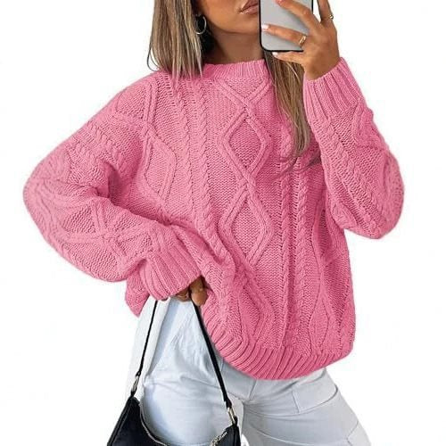 Women's chunky knit sweater in cable pattern with casual oversized cut Mune Fashion