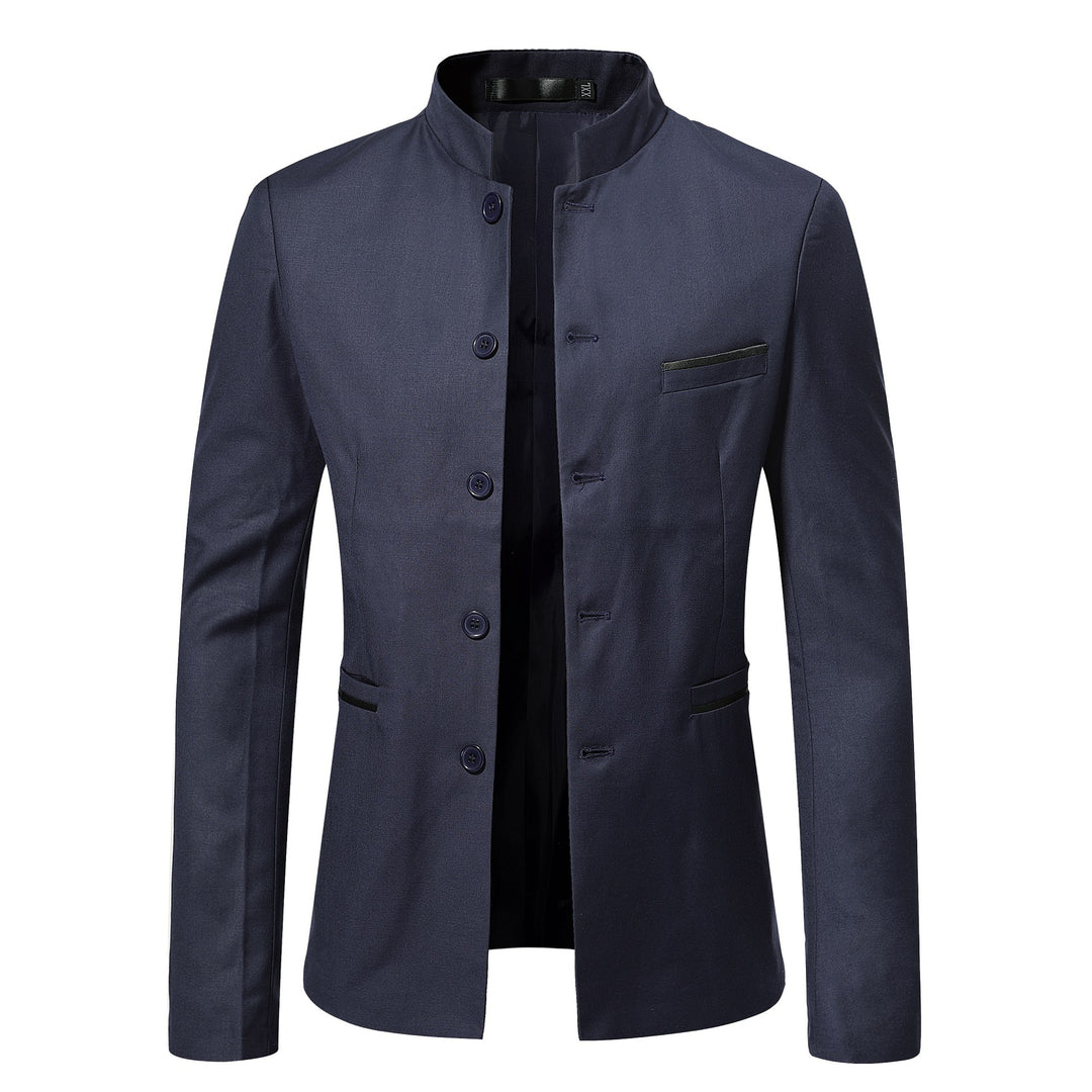 Men's nan blazer with stand-up collar, slim silhouette and concealed button placket Mune Fashion