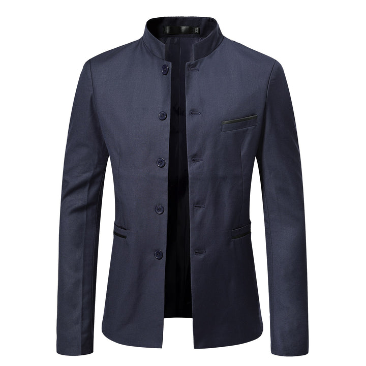 Men's nan blazer with stand-up collar, slim silhouette and concealed button placket Mune Fashion